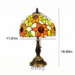 Vintage Tiffany Style Sunflower Table Lamp Pull Chain Stained Glass H18