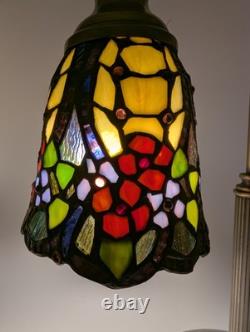Vintage Tiffany Style Table Desk Bedside Lamp Hand Crafted Stained Glass Shade