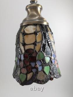 Vintage Tiffany Style Table Desk Bedside Lamp Hand Crafted Stained Glass Shade