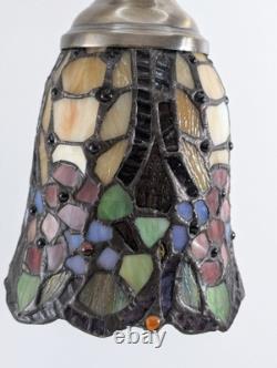 Vintage Tiffany Style Table Desk Bedside Lamp Hand Crafted Stained Glass Shade