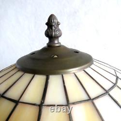 Vintage Tiffany Style Table Lamp 24 Tall Floral Leaves Stained Glass