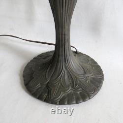 Vintage Tiffany Style Table Lamp 24 Tall Floral Leaves Stained Glass