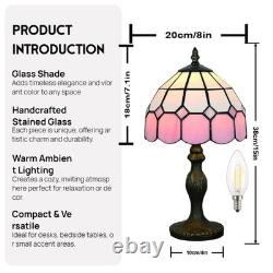 Vintage Tiffany Style Table Lamp, Handmade Stained Glass Shade, Desk & Bedsid