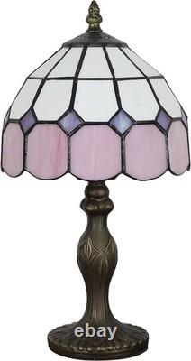 Vintage Tiffany Style Table Lamp, Handmade Stained Glass Shade, Desk & Bedsid