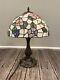 Vintage Tiffany Style Table Lamp Stained Glass Bronze Finish H22w14 Inch