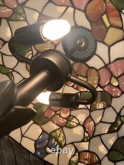 Vintage Tiffany Style Table Lamp Stained Glass Bronze Finish H22W14 Inch