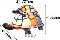 Vintage Tiffany Style Tortoise Stained Glass Table Lamp Multi Color Accent Light