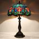 Vintage Tiffany Style Tulip Stained Glass Table Lamp Bedside Reading Light