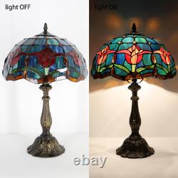 Vintage Tiffany Style Tulip Stained Glass Table Lamp Bedside Reading Light