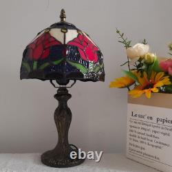 Vintage Tiffany Style Tulip Stained Glass Table Lamp Small Bedside Light LED