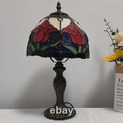 Vintage Tiffany Style Tulip Stained Glass Table Lamp Small Bedside Light LED