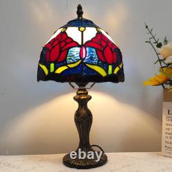 Vintage Tiffany Style Tulip Stained Glass Table Lamp Small Bedside Light LED