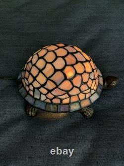 Vintage Tiffany Style Turtle Tortoise Stained Glass Table Night Light Lamp