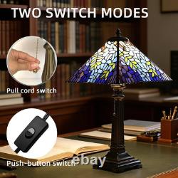 Vintage Tiffany Style Wisteria Stained Glass Table Lamp 22 Bronze Bedside Light