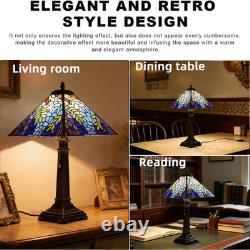 Vintage Tiffany Style Wisteria Stained Glass Table Lamp 22 Bronze Bedside Light