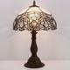 Vintage White Tiffany Style Stained Glass Table Lamp Bedroom Reading Light Decor