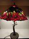 Vintagetiffany Style Poinsettia Flower Table Lamp Art Stained Glass 25tall