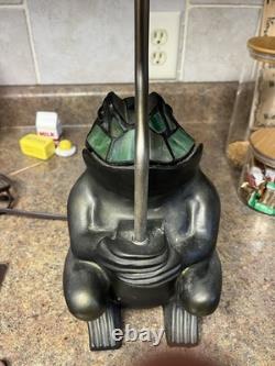 Vtg 21 Stained Glass Frog Umbrella Lamp Art Glass Night Light Accent