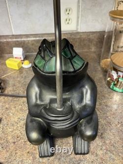 Vtg 21 Stained Glass Frog Umbrella Lamp Art Glass Night Light Accent