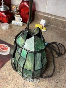 Vtg 21 Stained Glass Frog Umbrella Lamp Art Glass Night Light Accent