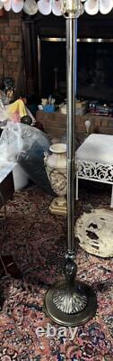 Vtg Bronze Capiz seashell Stained Glass Floor Lamp 65