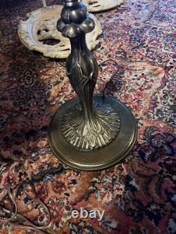 Vtg Bronze Capiz seashell Stained Glass Floor Lamp 65