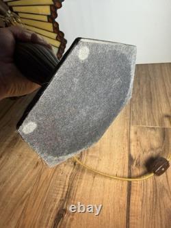 Vtg Dale Tiffany Stained Glass Table Desk Lamp Iridescent Slag Glass Signed