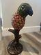 Vtg Rare Tiffany Style Stained Glass Parrot Bird Lamp Multi Color