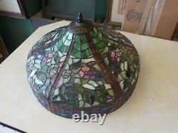 Vtg Stained Glass Lamp Shade Floral Victorian Tiffany Style 18 Large #122