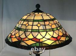 Vtg Stained Slag Glass Lamp Shade Arts & Crafts Mission Deco Tiffany Style 13.5