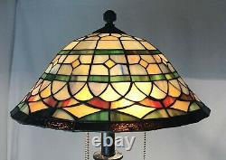 Vtg Stained Slag Glass Lamp Shade Arts & Crafts Mission Deco Tiffany Style 13.5