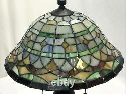 Vtg Stained Slag Glass Lamp Shade Arts & Crafts Mission Deco Tiffany Style 13.5