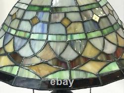 Vtg Stained Slag Glass Lamp Shade Arts & Crafts Mission Deco Tiffany Style 13.5