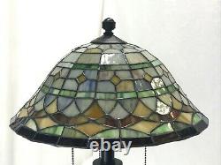 Vtg Stained Slag Glass Lamp Shade Arts & Crafts Mission Deco Tiffany Style 13.5