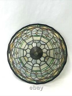 Vtg Stained Slag Glass Lamp Shade Arts & Crafts Mission Deco Tiffany Style 13.5