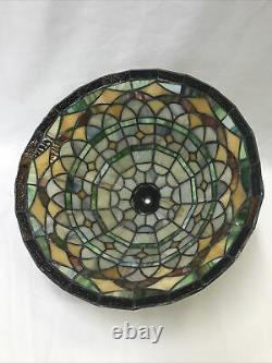 Vtg Stained Slag Glass Lamp Shade Arts & Crafts Mission Deco Tiffany Style 13.5