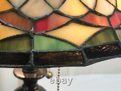 Vtg Stained Slag Glass Lamp Shade Arts & Crafts Mission Deco Tiffany Style 13.5