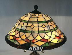 Vtg Stained Slag Glass Lamp Shade Arts & Crafts Mission Deco Tiffany Style 13.5