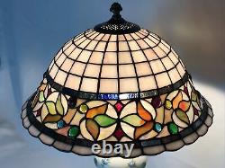 Vtg Stained Slag Glass Lamp Shade Arts & Crafts Mission Deco Tiffany Style 15