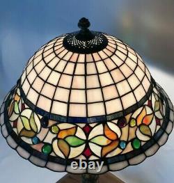 Vtg Stained Slag Glass Lamp Shade Arts & Crafts Mission Deco Tiffany Style 15