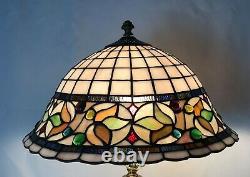 Vtg Stained Slag Glass Lamp Shade Arts & Crafts Mission Deco Tiffany Style 15