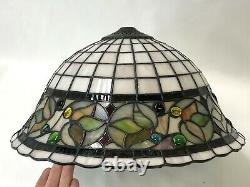 Vtg Stained Slag Glass Lamp Shade Arts & Crafts Mission Deco Tiffany Style 15