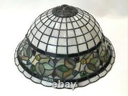 Vtg Stained Slag Glass Lamp Shade Arts & Crafts Mission Deco Tiffany Style 15