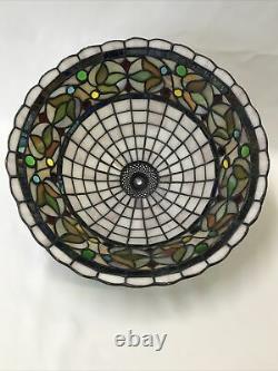 Vtg Stained Slag Glass Lamp Shade Arts & Crafts Mission Deco Tiffany Style 15