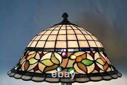 Vtg Stained Slag Glass Lamp Shade Arts & Crafts Mission Deco Tiffany Style 15