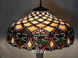 Vtg Stained Slag Glass Lamp Shade Arts & Crafts Mission Deco Tiffany Style 16