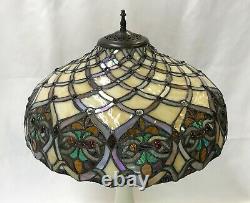 Vtg Stained Slag Glass Lamp Shade Arts & Crafts Mission Deco Tiffany Style 16