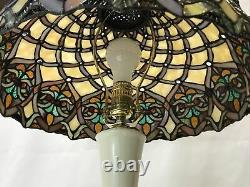 Vtg Stained Slag Glass Lamp Shade Arts & Crafts Mission Deco Tiffany Style 16