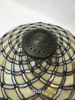 Vtg Stained Slag Glass Lamp Shade Arts & Crafts Mission Deco Tiffany Style 16