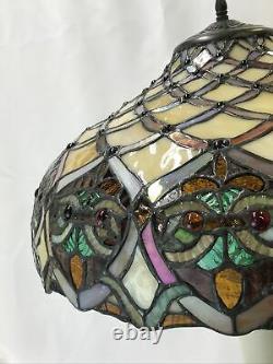 Vtg Stained Slag Glass Lamp Shade Arts & Crafts Mission Deco Tiffany Style 16